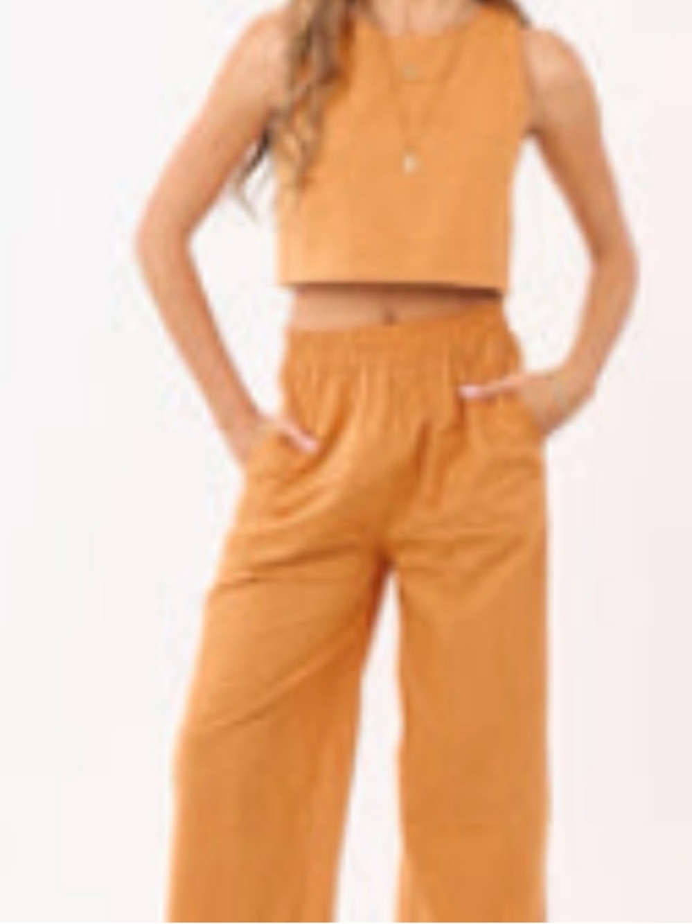 Wide Leg Lounge Pants and Crop Top Set in Mango